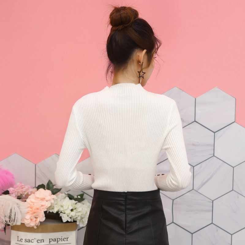 Slim Slimming Bottoming Sweater Long Sleeve Half High Collar