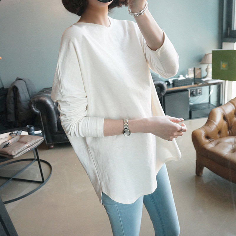 All-Match White Simple T-shirt Women's Long-Sleeved Fashion Bottoming Shirt