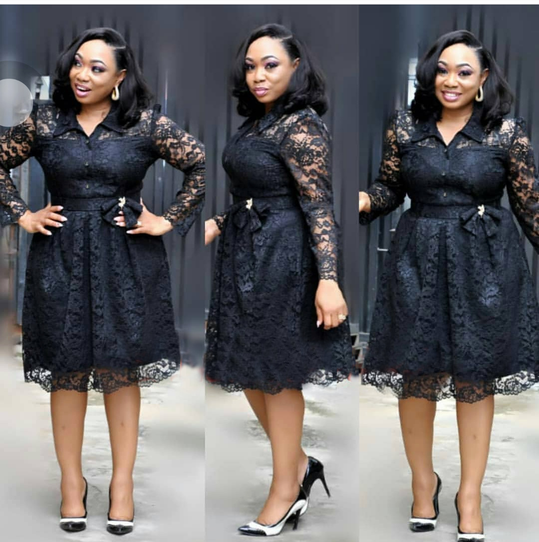 Lace Cardigan Waist Dress With A-Line Hem