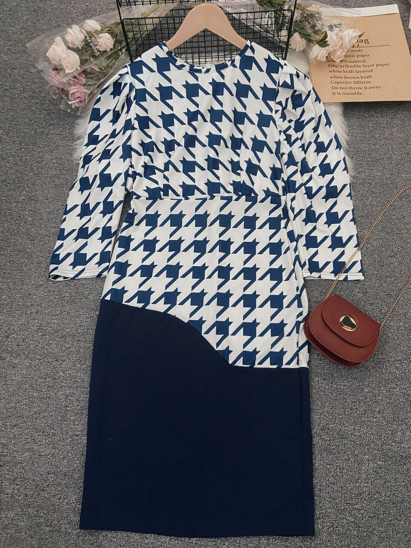 Printed Stitching Professional Office Pencil Skirt