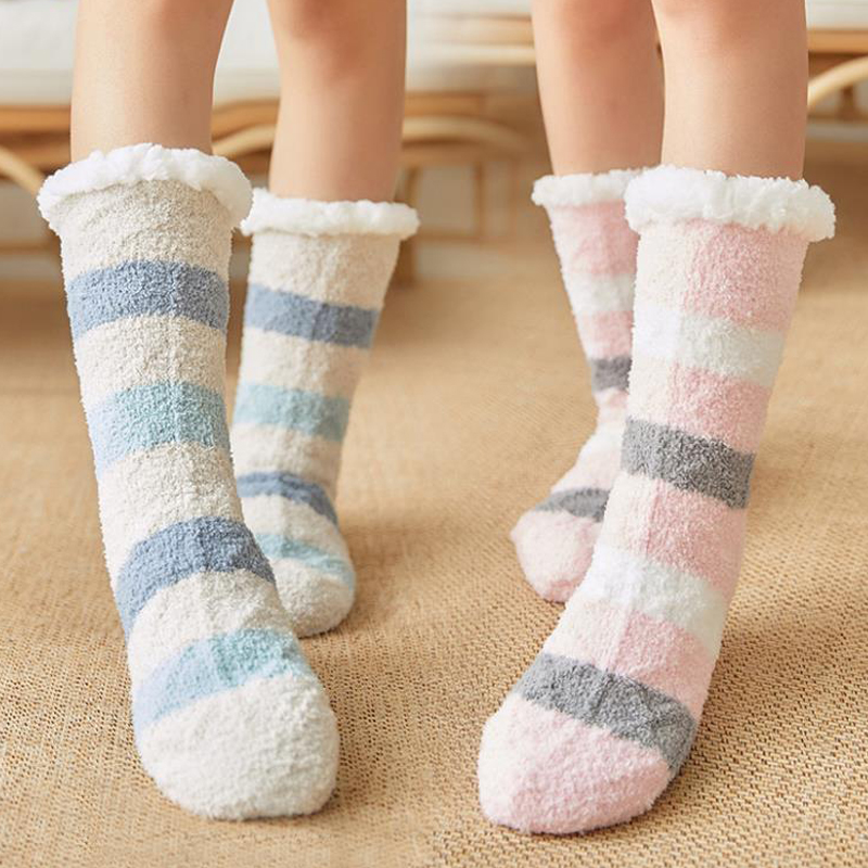 Title 4, Warm thick non-slip coral fleece socks offer ul...