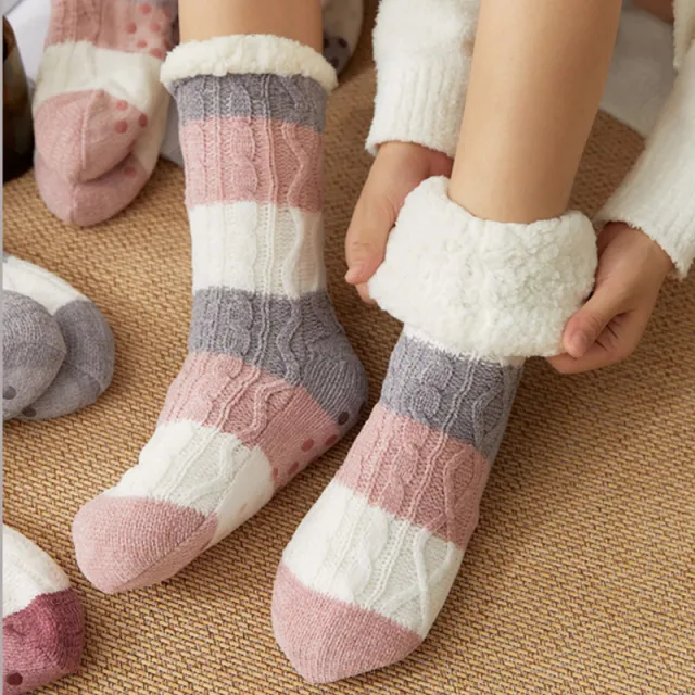 Warm Thick Non Slip Coral Fleece Socks Pink - Shop at LoveMi