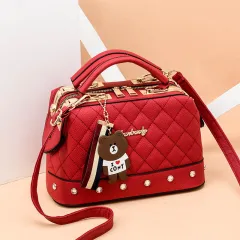 Women's Korean Fashion Messenger Bag - Red - View 1
