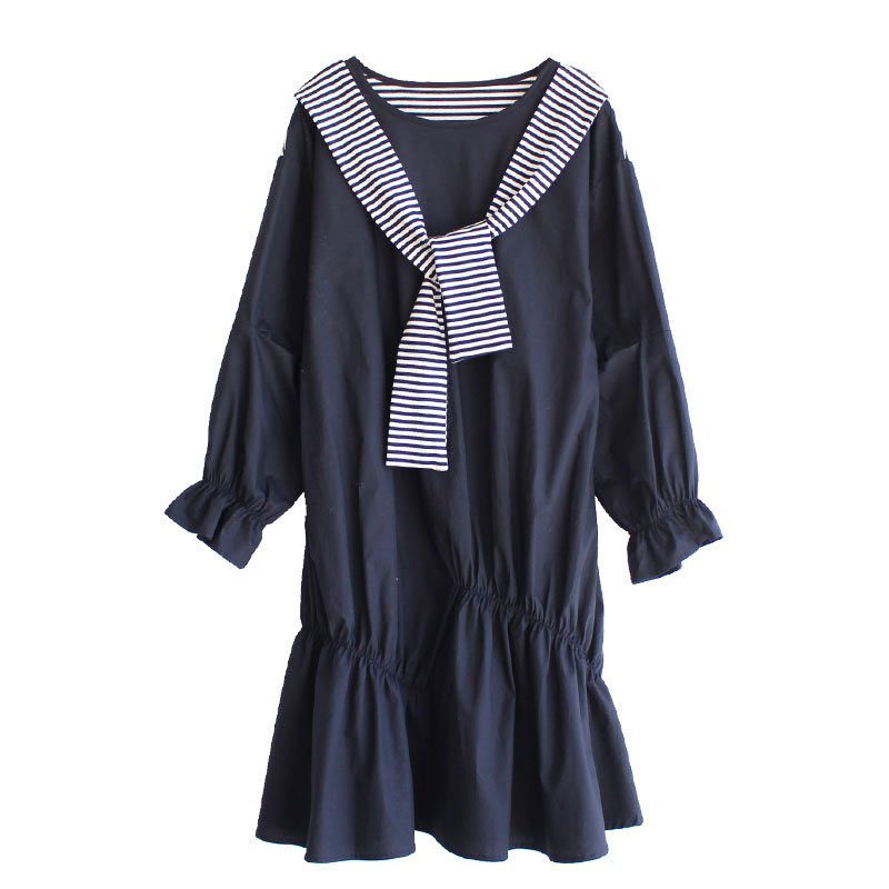 Pleated Round Neck a-Line Skirt Dress