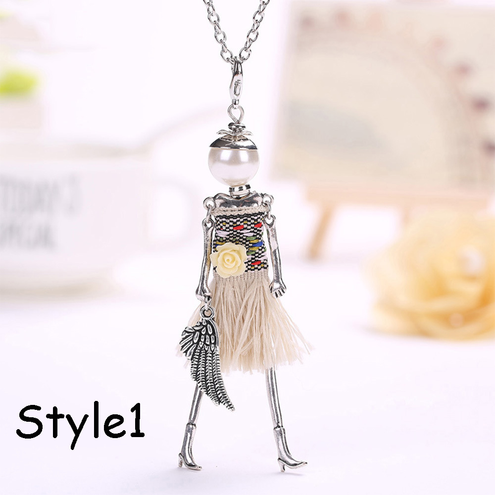 Simple Long Little Girl Figure Pendant Necklace