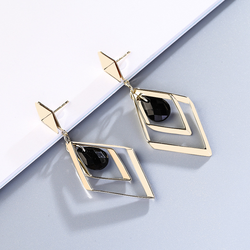 Diamond-Shaped Wild European And American Exaggerated Earrings