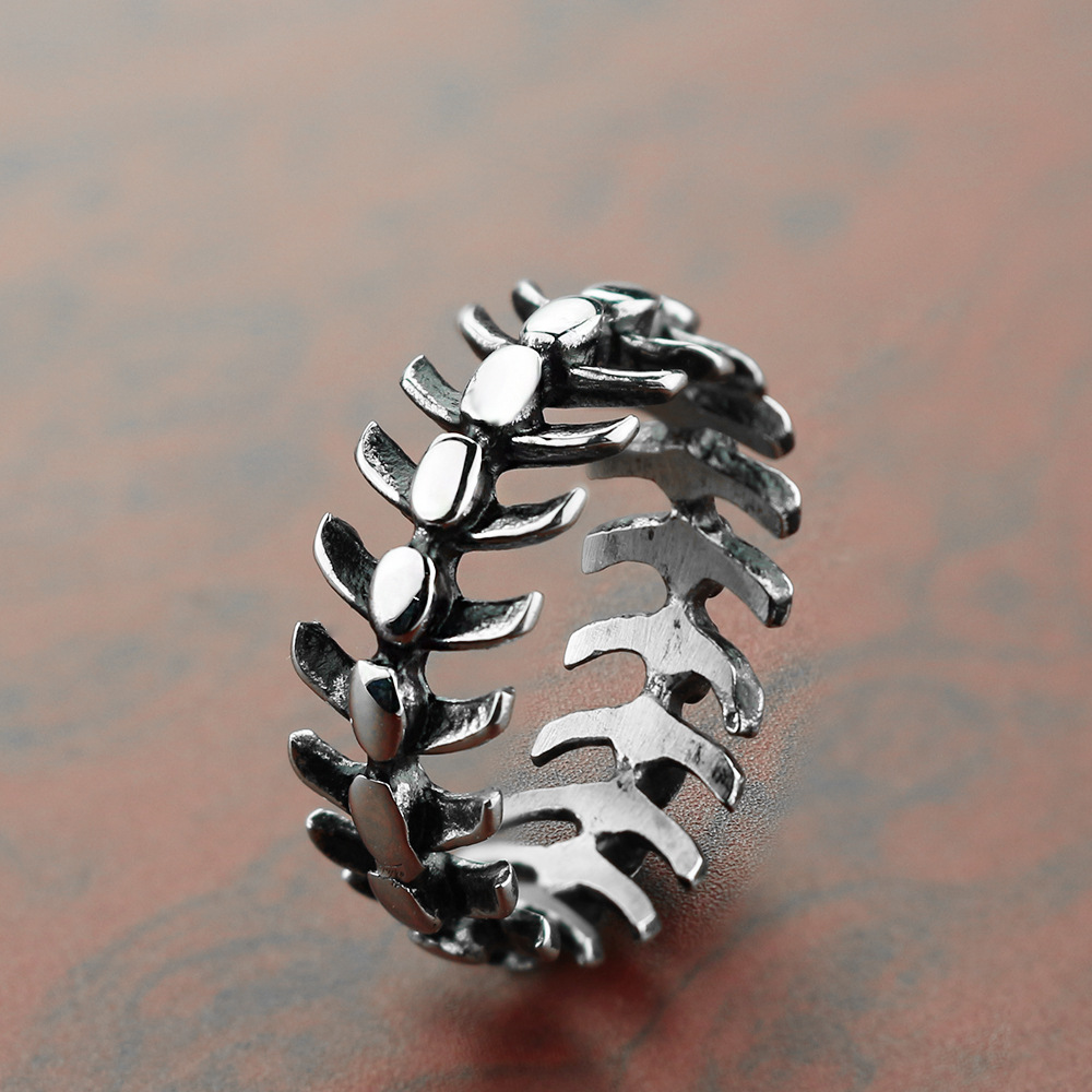 Hot Titanium Stainless Steel Dragon Fish Bone Men's Couple Ring