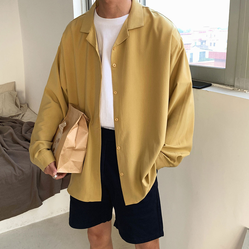 Long-sleeved Korean Trendy and Handsome College Style Shirt