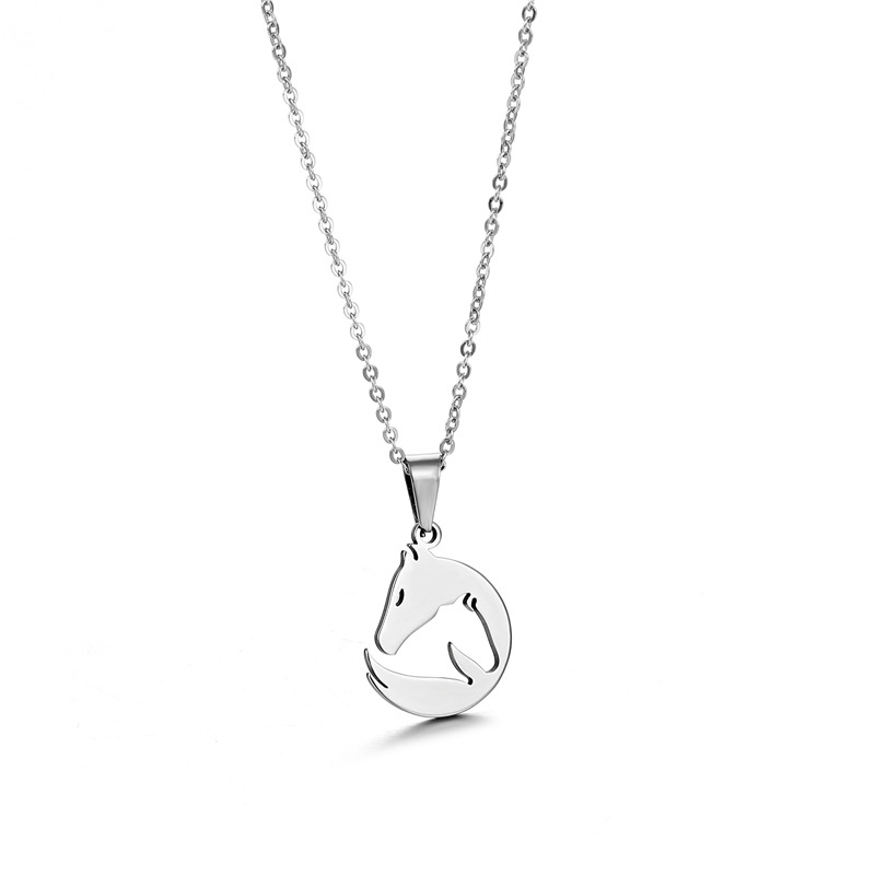 Creative All-Match Titanium Steel Hollow Pony Necklace