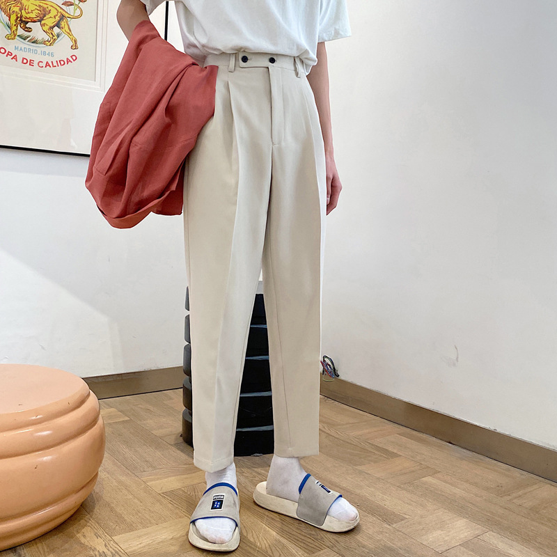 Small Trousers Hong Kong Style Wide-leg Pants Small Straight Loose