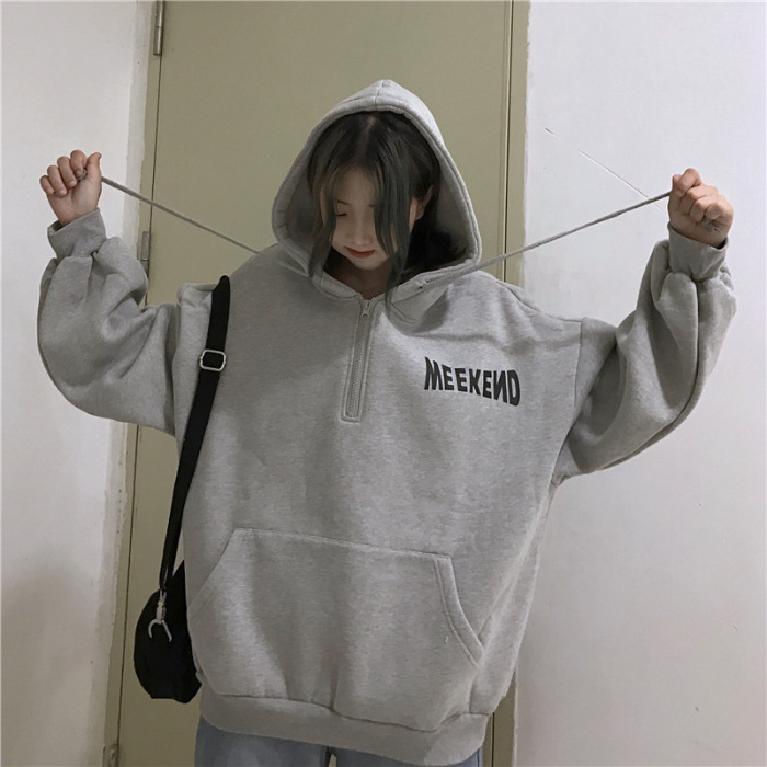 Title 3, Hooded Zipper Pullover Sweatshirt With Front An...