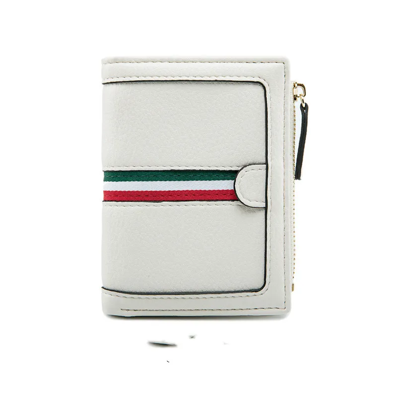Multifunctional Folding Money Clip Coin Purse With Ribbon - Beige