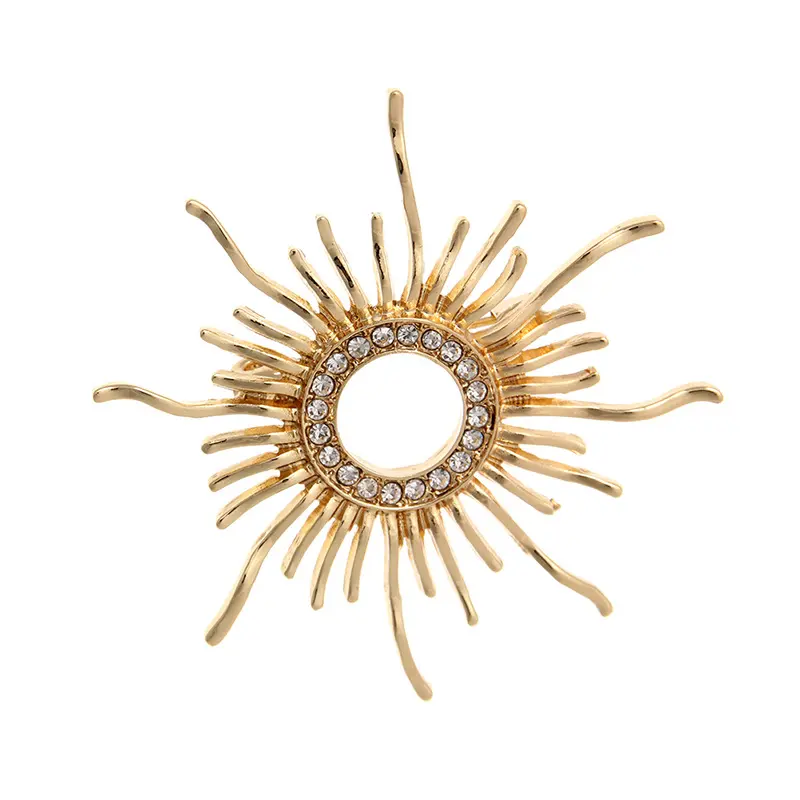 Fashion Crystal Sun Broche for Women Sunflower Brooches Pins