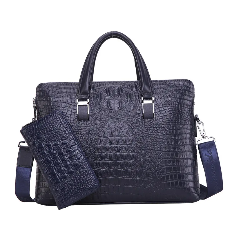 Men Business Handbag Cross Section Pattern Casual Briefcase PU