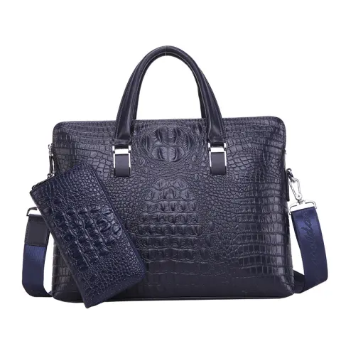 Men Business Handbag Cross Section Pattern Casual Briefcase PU