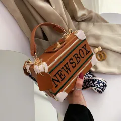 New Trendy Handbag, Casual One-Shoulder Messenger Bag, Small Square Bag - Brown - View 1