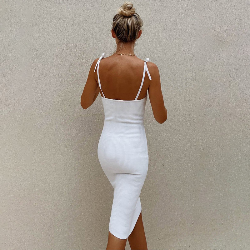 Pure Color Slim Sexy Temperament Sling Strap Dress