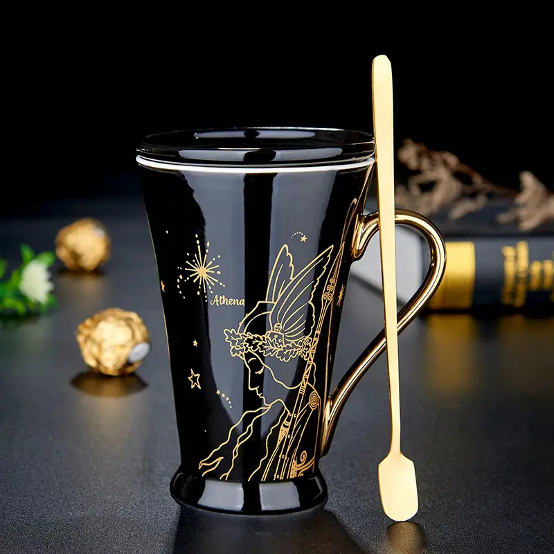 Greek Mythology Creative Ceramic Mug With Lid Spoon
