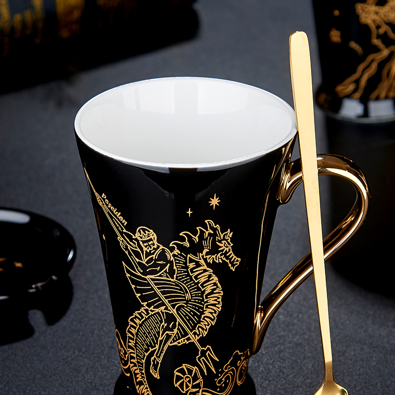 Greek Mythology Creative Ceramic Mug With Lid Spoon