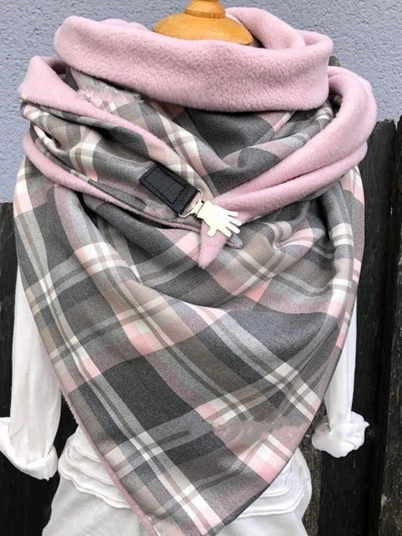 Simple and Versatile Checkered Thick Warm Shawl Fashion Scarf