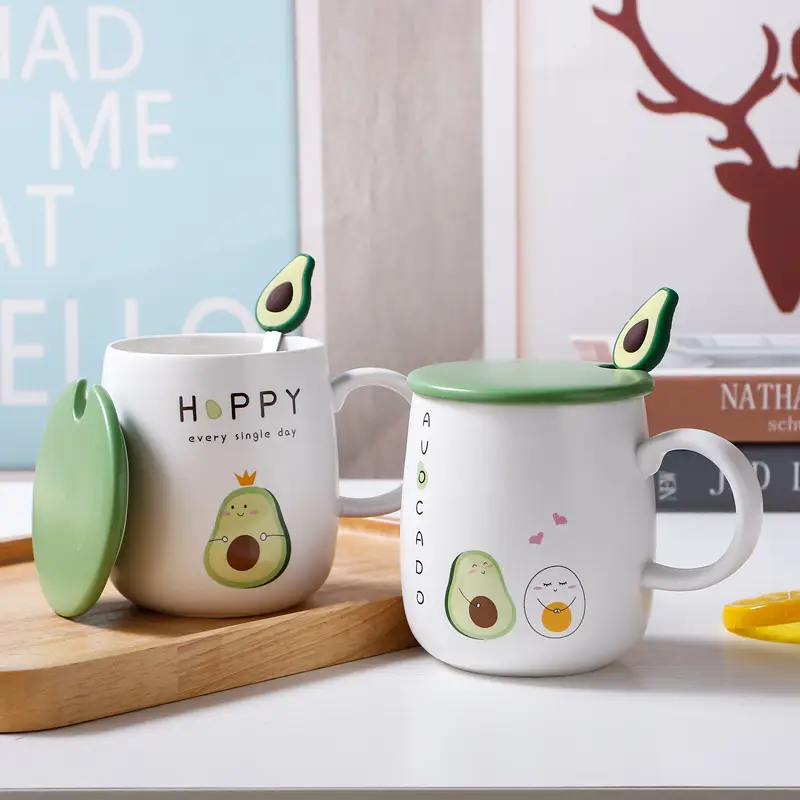 Creative Avocado Mug Office Ceramic Water Cup