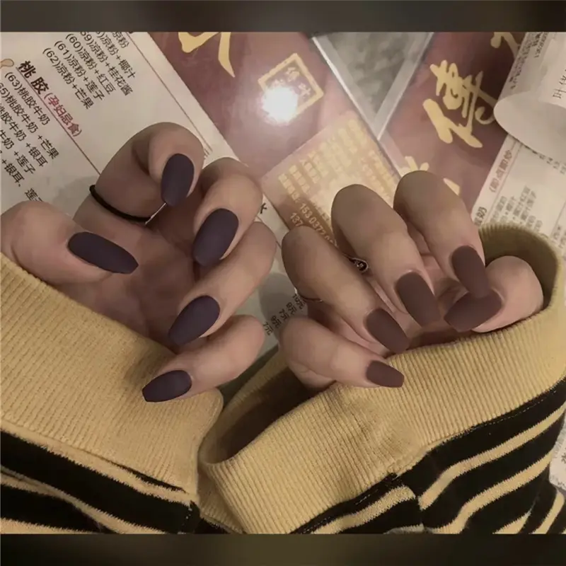 Frosted Ballet Trapezoid Fake Nails Long Section