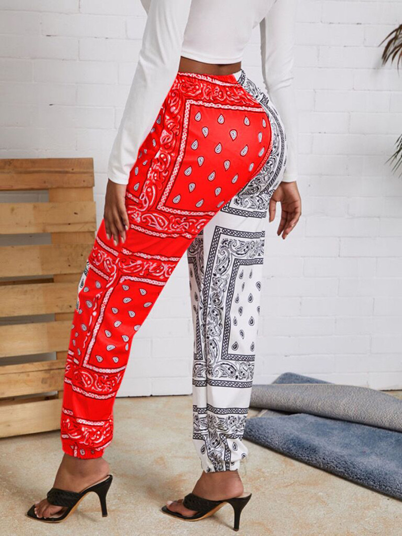 Title 7, Paisley Contrasting Color Fashion Pants Double ...