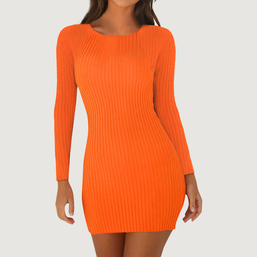 Women's Sexy Waist Bag Hip Long Sleeve Dress