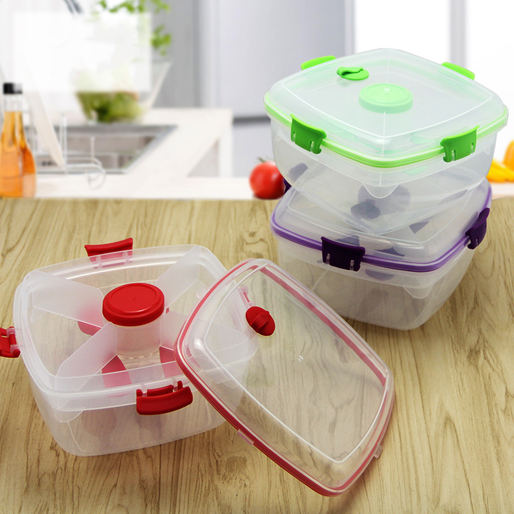 Transparent Thickened Square Fresh-keeping Box Double-layer Lunch Box