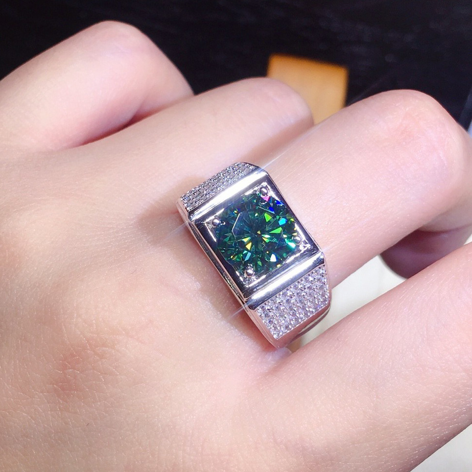 Artificial Blue And Green Moissan Diamond Open Ring