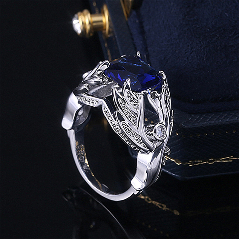 Fashion Creative Wings Wings Inlaid Sapphire Zircon Ring