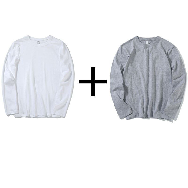 Pure Cotton Long-Sleeved T-shirt Loose Men and Women Solid Color Base