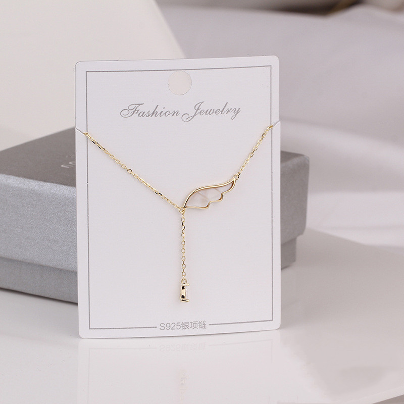 Natural White Fritillary Shell Angel Wing Necklace Female