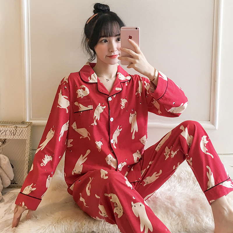 Pure Cotton Winter Pjamas Women's Long-sleeved Home Wear