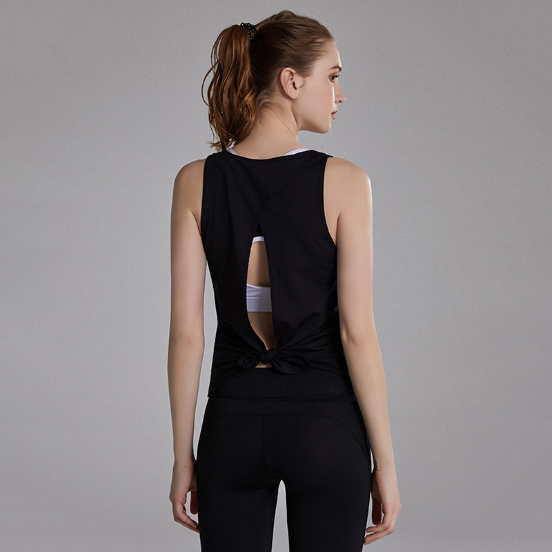 Sports Fitness Quick-drying Women's Bodybuilding Vest Tied Knot Running Blouse Yoga Clothes