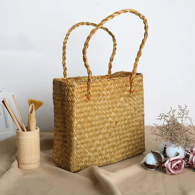 Rattan Woven Handbag New Style Straw Bag Woven Straw Bag Tan - Shop at LoveMi
