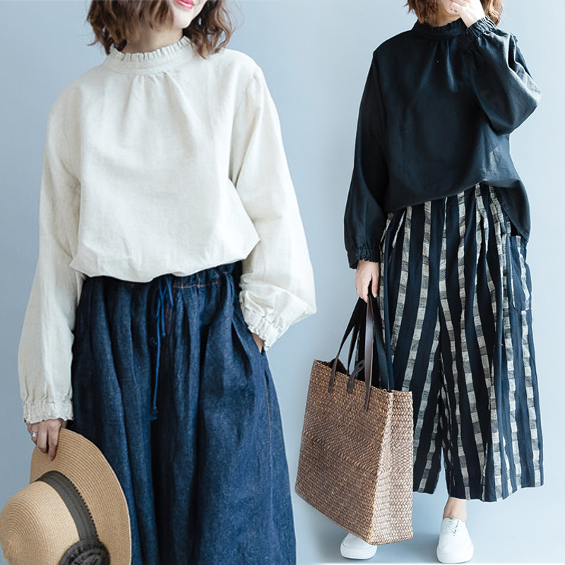 Women's Long-Sleeved Shirt Loose and Thin, Covering Meat Tops, Women's Fashion