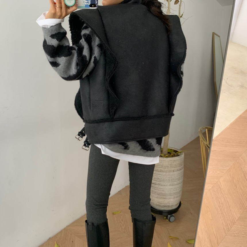 Lamb Fur And Fur One Piece Stitching Heavy Industrial Temperament Vest  Jacket