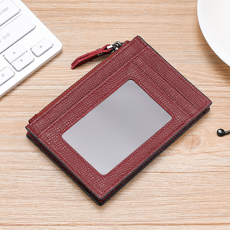 RFID Cowhide Card Holder With Zipper Coin Holder Promotion Card Holder
