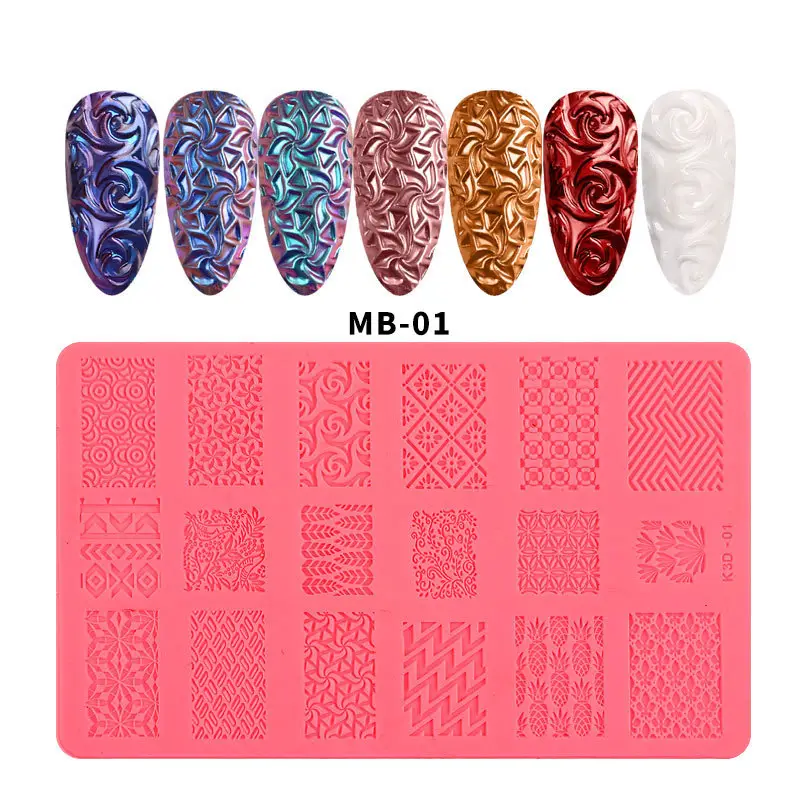 Nail Art Silicone Printing Template Plastic 3D Relief