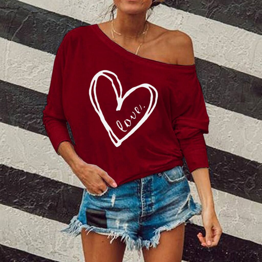 Ladies Printed Loose Long Sleeve Sweatshirt