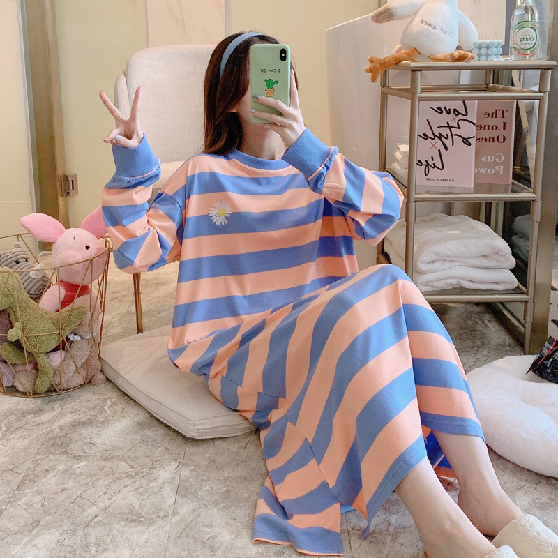 Title 6, Long Sleeves Cute Sweet Plus Size Striped Long ...