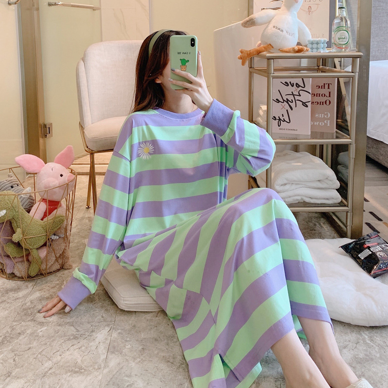 Title 3, Long Sleeves Cute Sweet Plus Size Striped Long ...