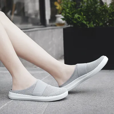 Summer New Style Women's Slippers Baotou Half Tow Bird's Nest Mesh Hole Shoes