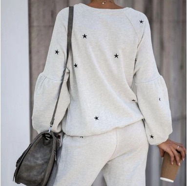 Two-Piece Star Print Long Sleeve Crew Neck Sweatshirt