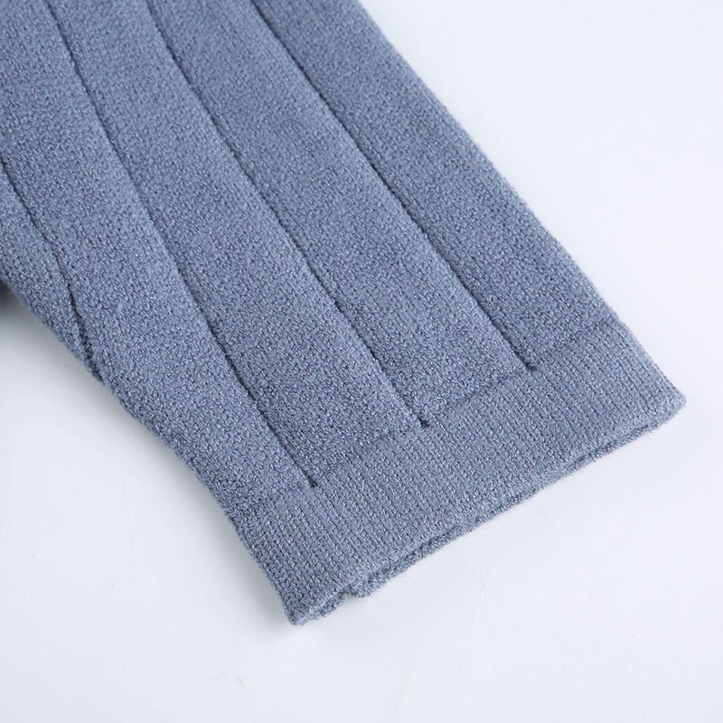 College Style Striped Loose Round Neck Long Sleeve Woolen Blouse Women