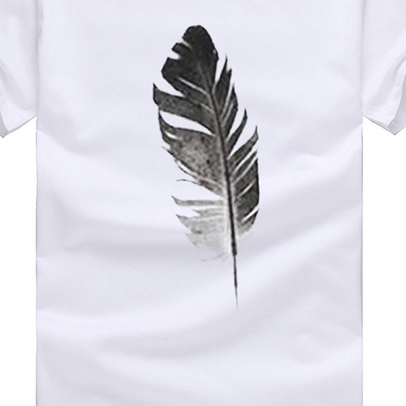 Feather Personality Print Casual Pullover Short Sleeve