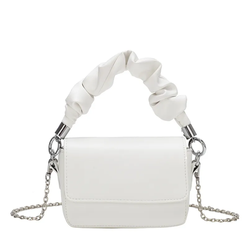 All-Match Crossbody Chain Bag Mini One Shoulder Small Square Bag - White