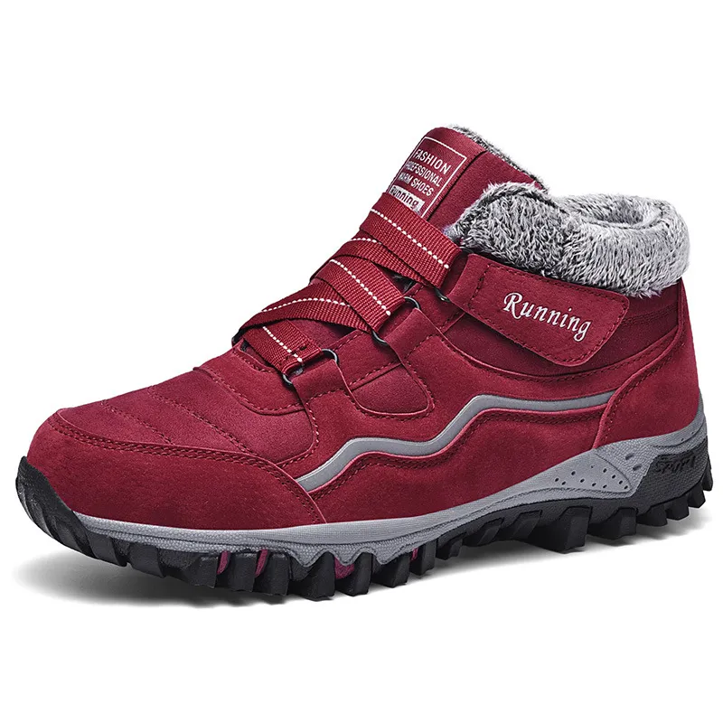 Winter Plus Cashmere Mother Warm Sports Shoes - Red