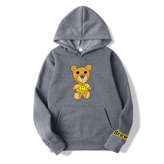 Fashion Street Casual Bear Sweater Hoodie Grey - Shop at LoveMi
